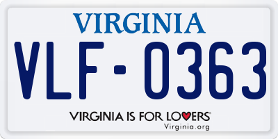 VA license plate VLF0363
