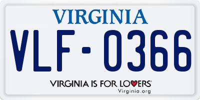 VA license plate VLF0366