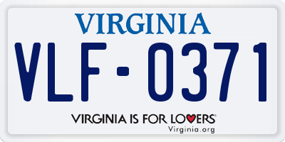 VA license plate VLF0371