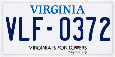 VA license plate VLF0372