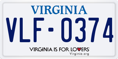 VA license plate VLF0374