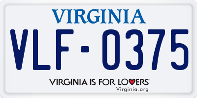VA license plate VLF0375