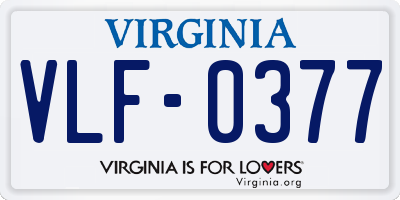 VA license plate VLF0377