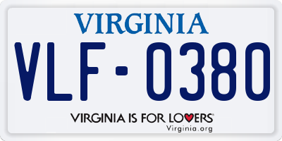 VA license plate VLF0380