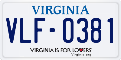 VA license plate VLF0381