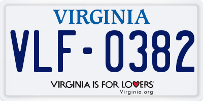VA license plate VLF0382
