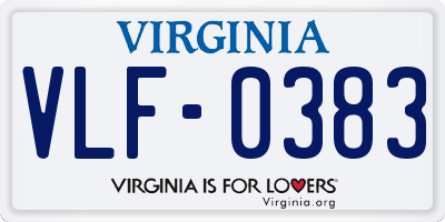 VA license plate VLF0383
