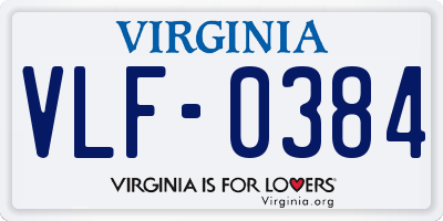 VA license plate VLF0384