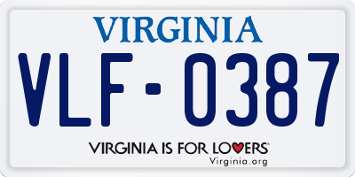 VA license plate VLF0387