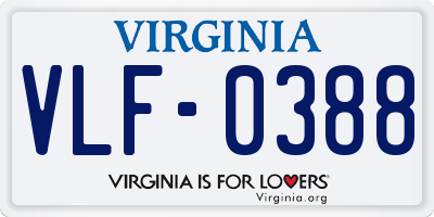VA license plate VLF0388