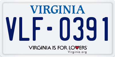 VA license plate VLF0391