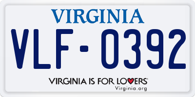 VA license plate VLF0392
