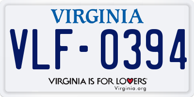 VA license plate VLF0394