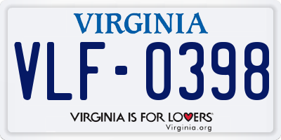 VA license plate VLF0398