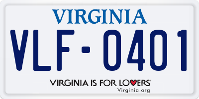 VA license plate VLF0401