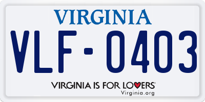 VA license plate VLF0403
