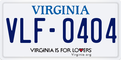 VA license plate VLF0404