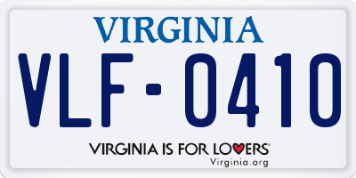 VA license plate VLF0410
