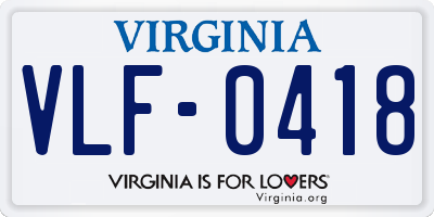 VA license plate VLF0418