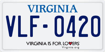 VA license plate VLF0420
