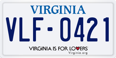 VA license plate VLF0421