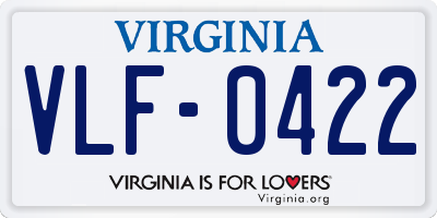VA license plate VLF0422