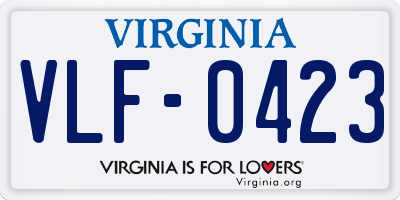 VA license plate VLF0423