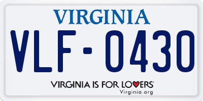 VA license plate VLF0430