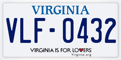 VA license plate VLF0432