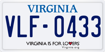 VA license plate VLF0433