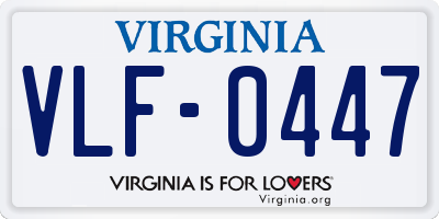 VA license plate VLF0447