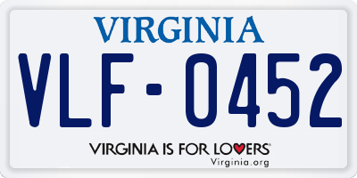 VA license plate VLF0452