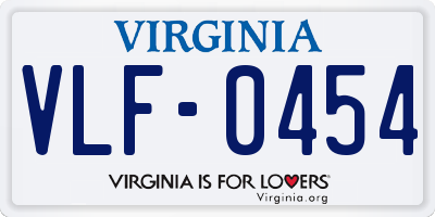 VA license plate VLF0454