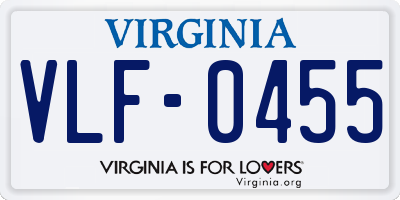 VA license plate VLF0455
