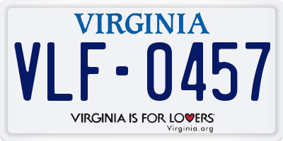 VA license plate VLF0457