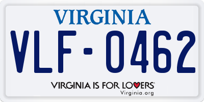 VA license plate VLF0462