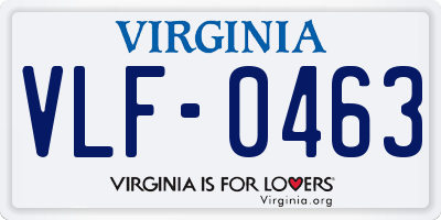 VA license plate VLF0463