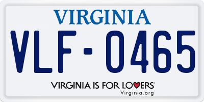 VA license plate VLF0465