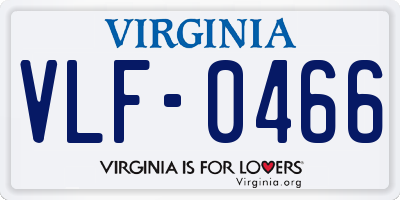 VA license plate VLF0466