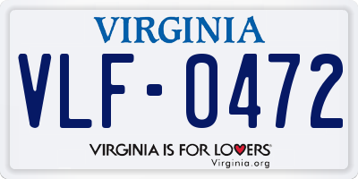 VA license plate VLF0472