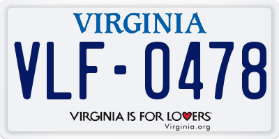 VA license plate VLF0478