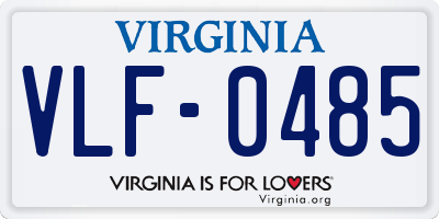 VA license plate VLF0485