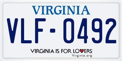 VA license plate VLF0492