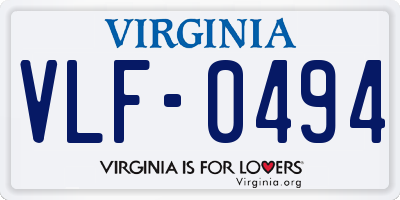 VA license plate VLF0494
