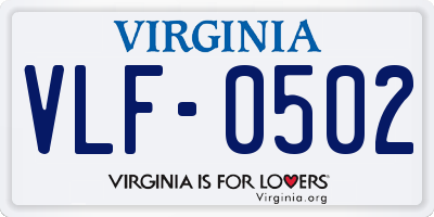 VA license plate VLF0502