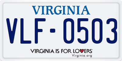 VA license plate VLF0503