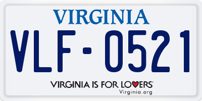 VA license plate VLF0521