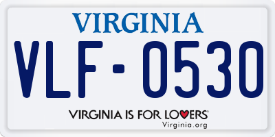 VA license plate VLF0530