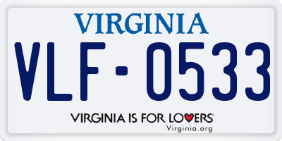 VA license plate VLF0533