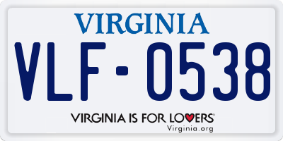 VA license plate VLF0538